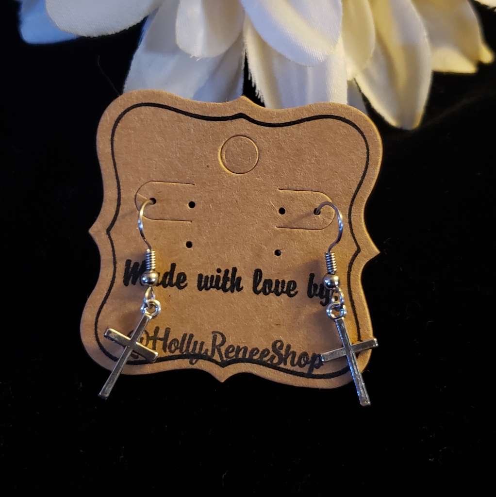 Tiny Metal Cross Dangle Earrings